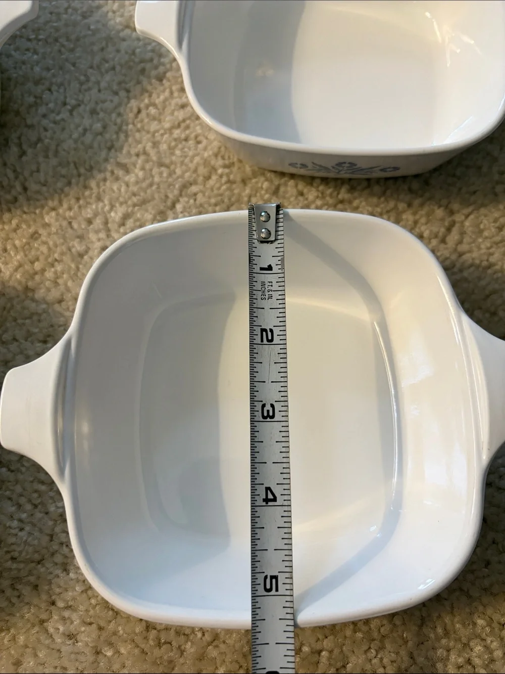 Set of 4 Vintage Corning Ware Cornflower Blue & White Pattern Petite Pan P-41